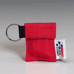 Rescue Breather™ faceshield on key chain, red 